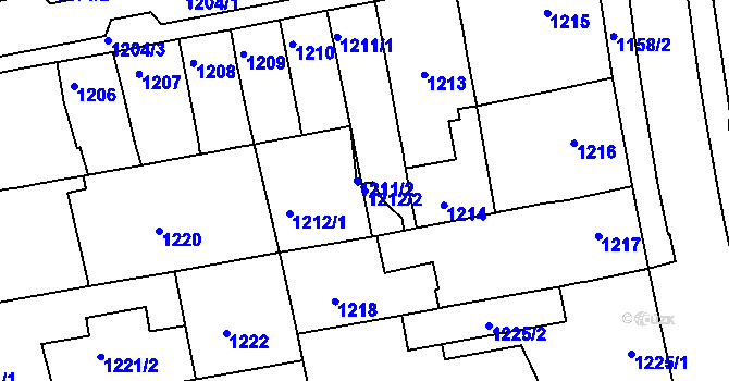 Parcela st. 1212/2 v KÚ Královo Pole, Katastrální mapa
