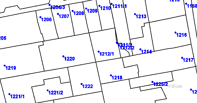 Parcela st. 1212/1 v KÚ Královo Pole, Katastrální mapa