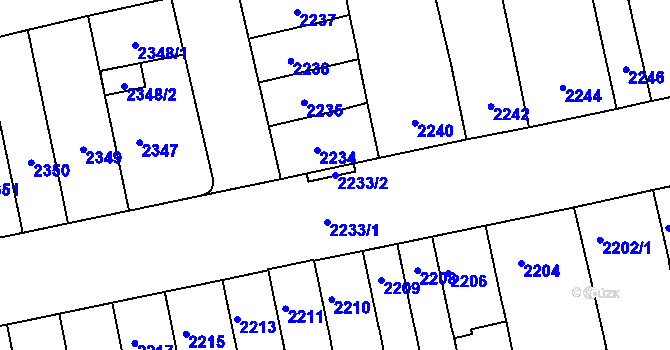 Parcela st. 2233/2 v KÚ Královo Pole, Katastrální mapa