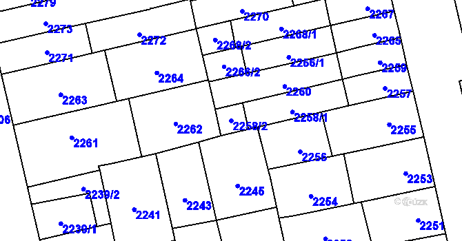 Parcela st. 2258/2 v KÚ Královo Pole, Katastrální mapa