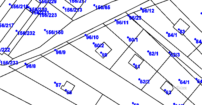 Parcela st. 59 v KÚ Sadová, Katastrální mapa
