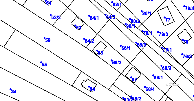 Parcela st. 65 v KÚ Sadová, Katastrální mapa