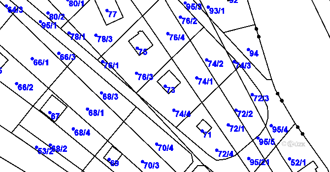 Parcela st. 73 v KÚ Sadová, Katastrální mapa