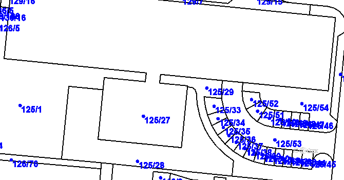 Parcela st. 125/2 v KÚ Sadová, Katastrální mapa