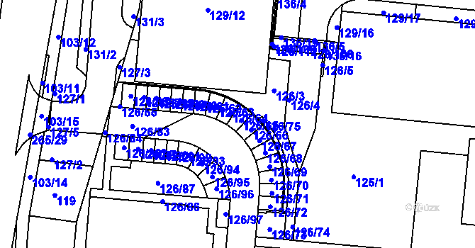 Parcela st. 126 v KÚ Sadová, Katastrální mapa