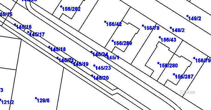 Parcela st. 145/1 v KÚ Sadová, Katastrální mapa
