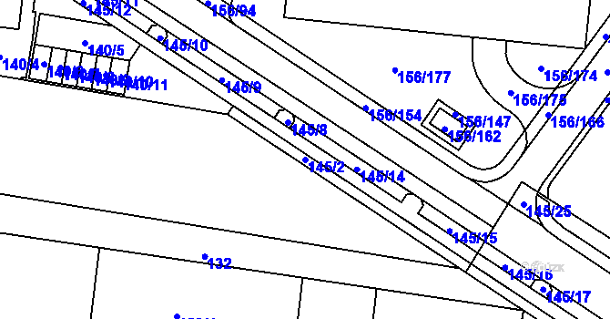 Parcela st. 145/2 v KÚ Sadová, Katastrální mapa