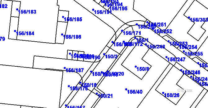 Parcela st. 150/2 v KÚ Sadová, Katastrální mapa