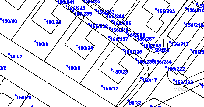 Parcela st. 150/7 v KÚ Sadová, Katastrální mapa