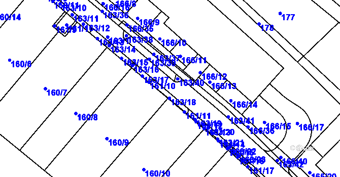 Parcela st. 163 v KÚ Sadová, Katastrální mapa
