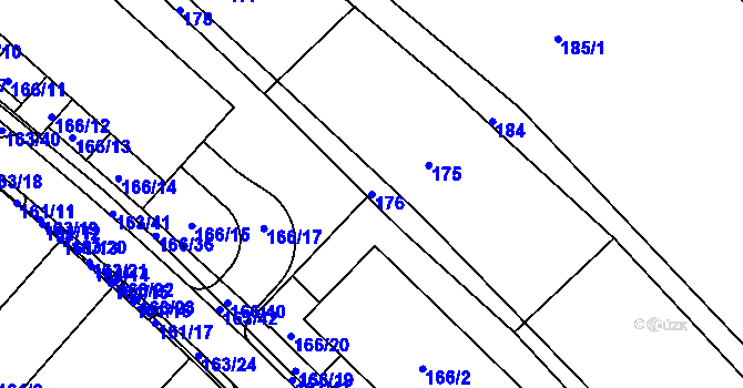 Parcela st. 176 v KÚ Sadová, Katastrální mapa