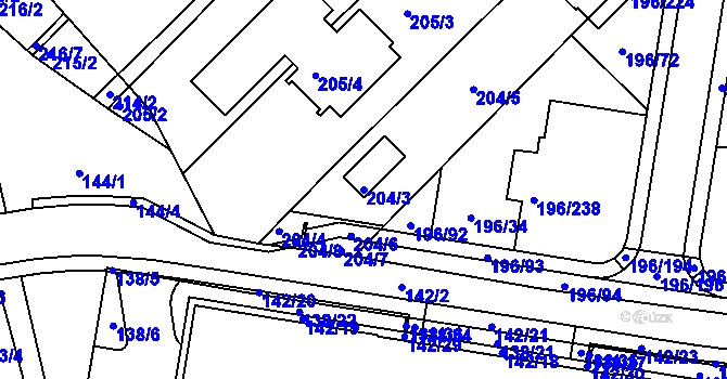 Parcela st. 204/3 v KÚ Sadová, Katastrální mapa