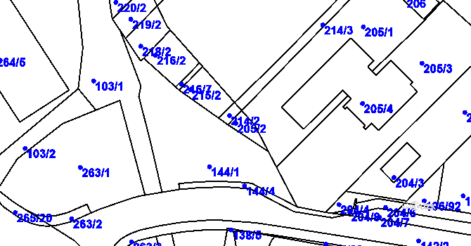 Parcela st. 205/2 v KÚ Sadová, Katastrální mapa