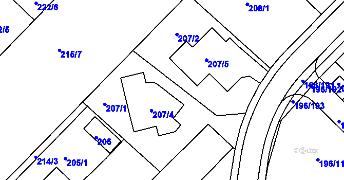 Parcela st. 207 v KÚ Sadová, Katastrální mapa