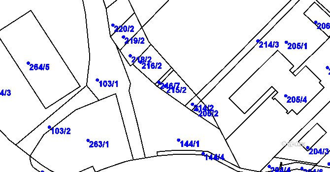 Parcela st. 215/2 v KÚ Sadová, Katastrální mapa