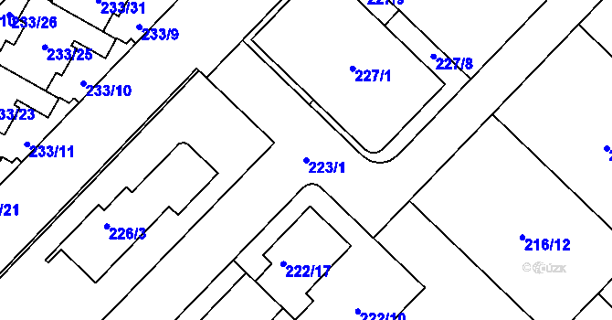 Parcela st. 223/1 v KÚ Sadová, Katastrální mapa