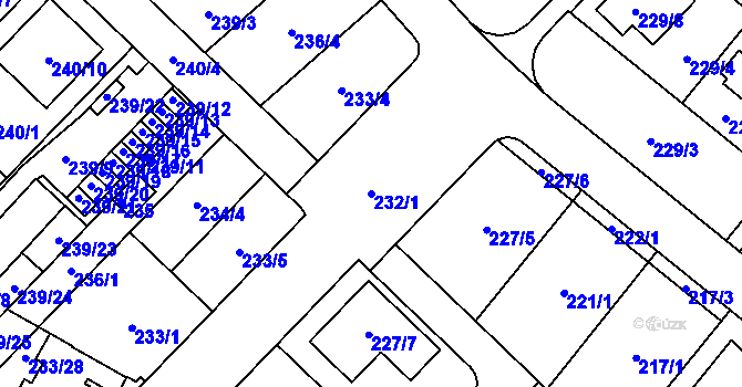 Parcela st. 232/1 v KÚ Sadová, Katastrální mapa