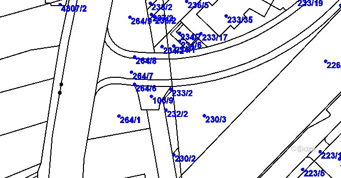 Parcela st. 233/2 v KÚ Sadová, Katastrální mapa