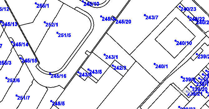 Parcela st. 243/1 v KÚ Sadová, Katastrální mapa
