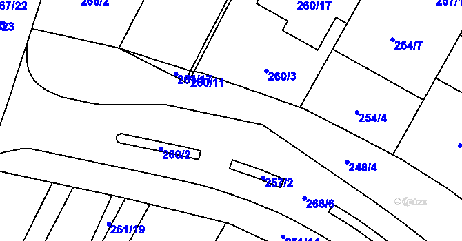 Parcela st. 259 v KÚ Sadová, Katastrální mapa