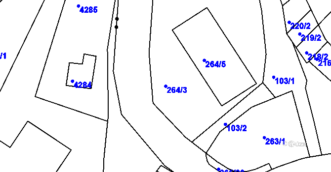 Parcela st. 264/3 v KÚ Sadová, Katastrální mapa