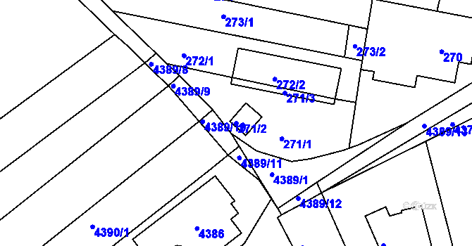 Parcela st. 271/2 v KÚ Sadová, Katastrální mapa