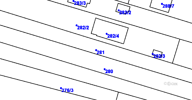 Parcela st. 281 v KÚ Sadová, Katastrální mapa