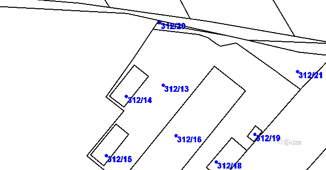 Parcela st. 312/13 v KÚ Sadová, Katastrální mapa