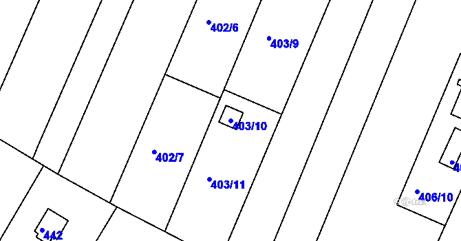 Parcela st. 403/10 v KÚ Sadová, Katastrální mapa