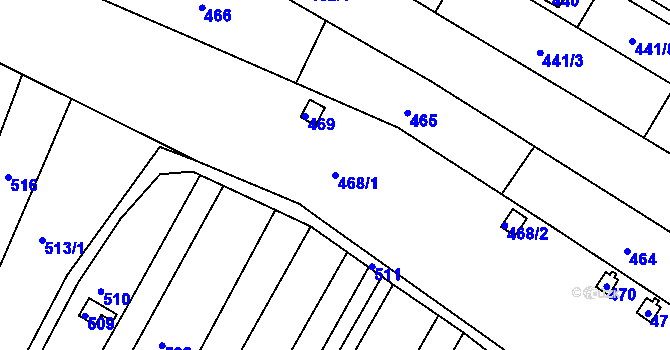 Parcela st. 468/1 v KÚ Sadová, Katastrální mapa