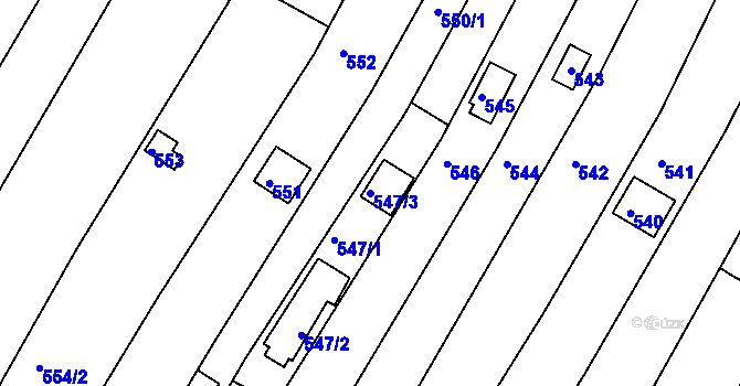 Parcela st. 547/3 v KÚ Sadová, Katastrální mapa