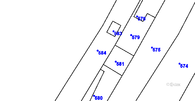 Parcela st. 584 v KÚ Sadová, Katastrální mapa