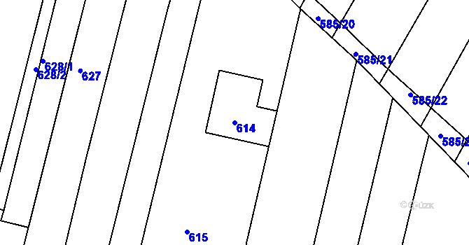 Parcela st. 614 v KÚ Sadová, Katastrální mapa