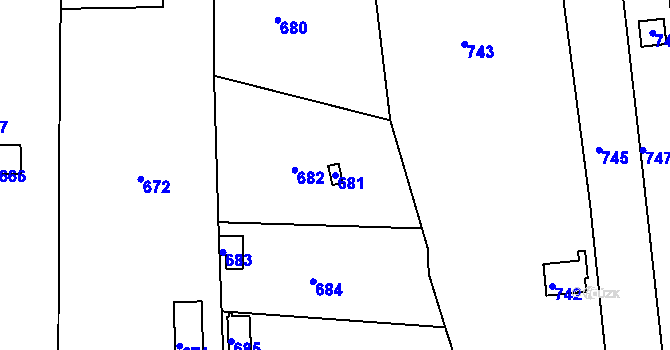 Parcela st. 681 v KÚ Sadová, Katastrální mapa
