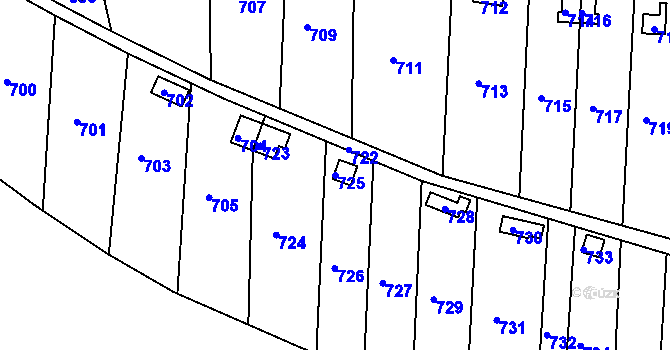 Parcela st. 725 v KÚ Sadová, Katastrální mapa