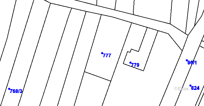 Parcela st. 777 v KÚ Sadová, Katastrální mapa