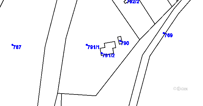 Parcela st. 791/2 v KÚ Sadová, Katastrální mapa