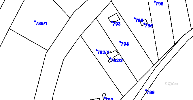 Parcela st. 792/1 v KÚ Sadová, Katastrální mapa