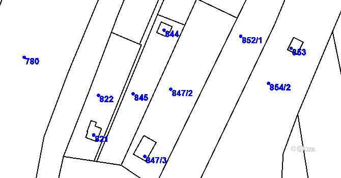 Parcela st. 847/2 v KÚ Sadová, Katastrální mapa