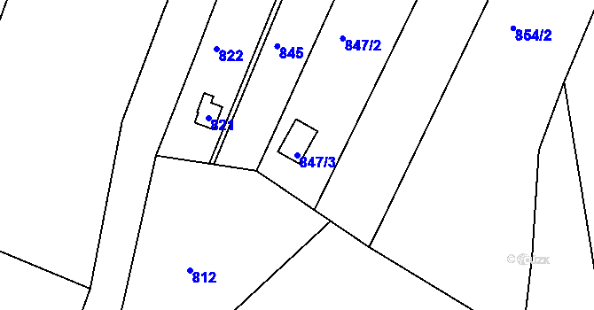 Parcela st. 847/3 v KÚ Sadová, Katastrální mapa