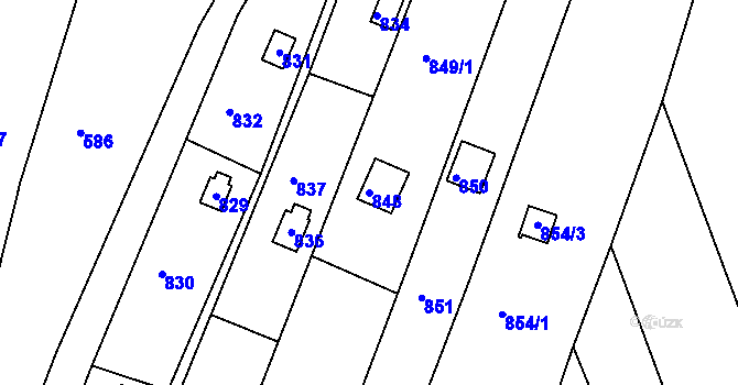 Parcela st. 848 v KÚ Sadová, Katastrální mapa