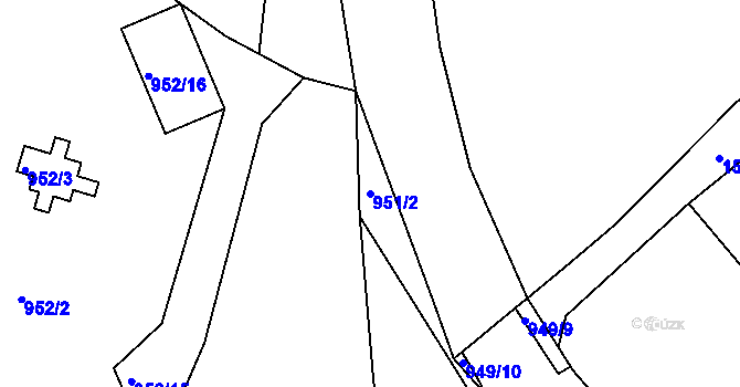 Parcela st. 951/2 v KÚ Sadová, Katastrální mapa