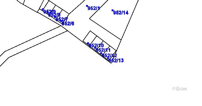Parcela st. 952/12 v KÚ Sadová, Katastrální mapa