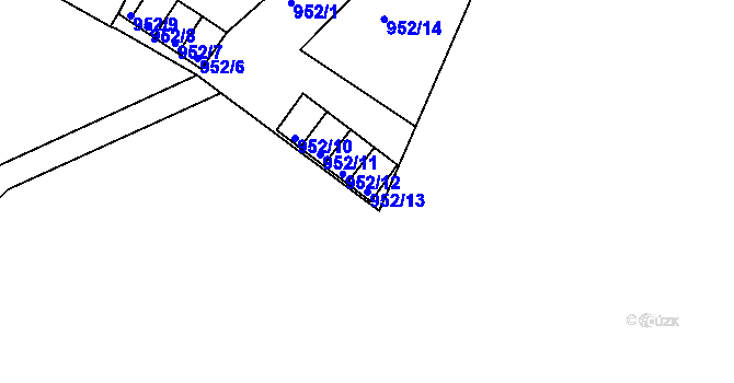 Parcela st. 952/13 v KÚ Sadová, Katastrální mapa