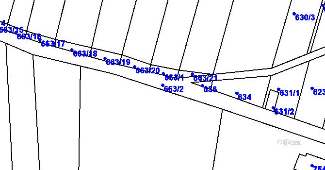 Parcela st. 663/2 v KÚ Sadová, Katastrální mapa