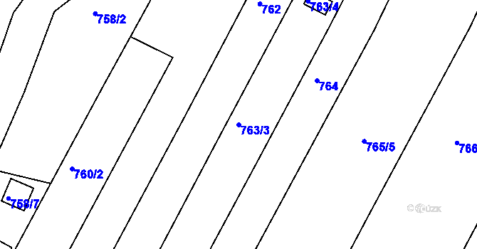 Parcela st. 763/3 v KÚ Sadová, Katastrální mapa