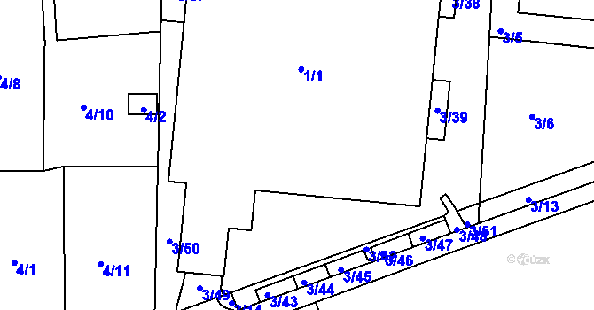 Parcela st. 1/3 v KÚ Sadová, Katastrální mapa