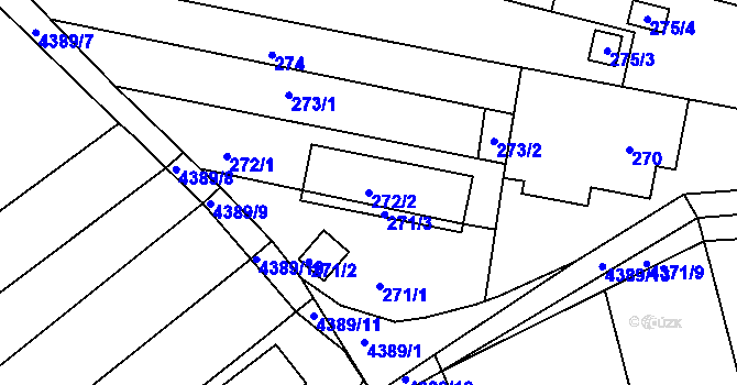Parcela st. 272/2 v KÚ Sadová, Katastrální mapa