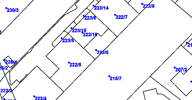 Parcela st. 222/6 v KÚ Sadová, Katastrální mapa