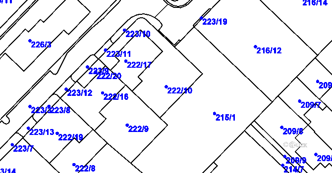 Parcela st. 222/10 v KÚ Sadová, Katastrální mapa